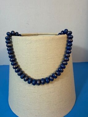 Blue Beaded Women's Necklace - Elegant Navy Statement